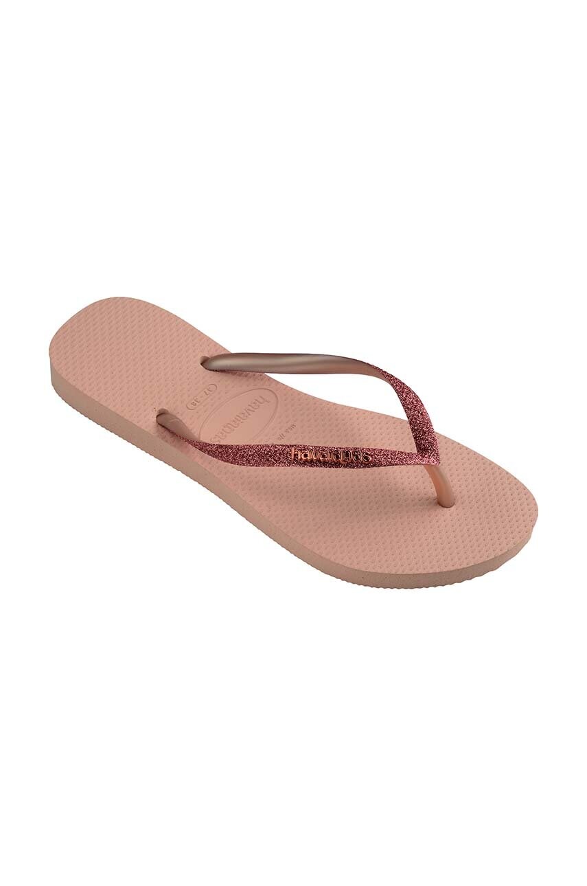В'єтнамки Havaianas SLIM GLITTER II жіночі колір рожевий на плоскому ходу 4146975.9898