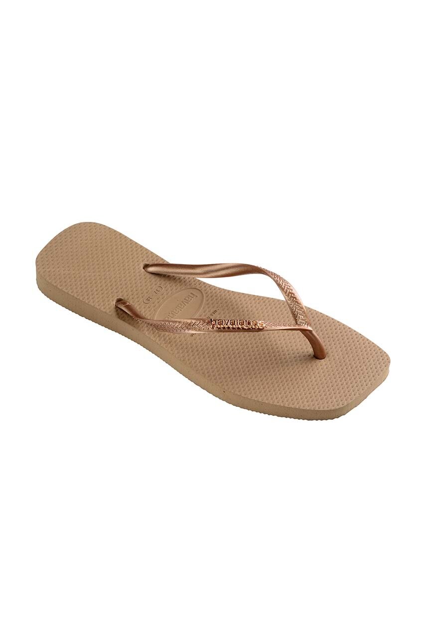 В'єтнамки Havaianas SQUARE LOGO METALLIC жіночі колір золотий на плоскому ходу 4148257.5282