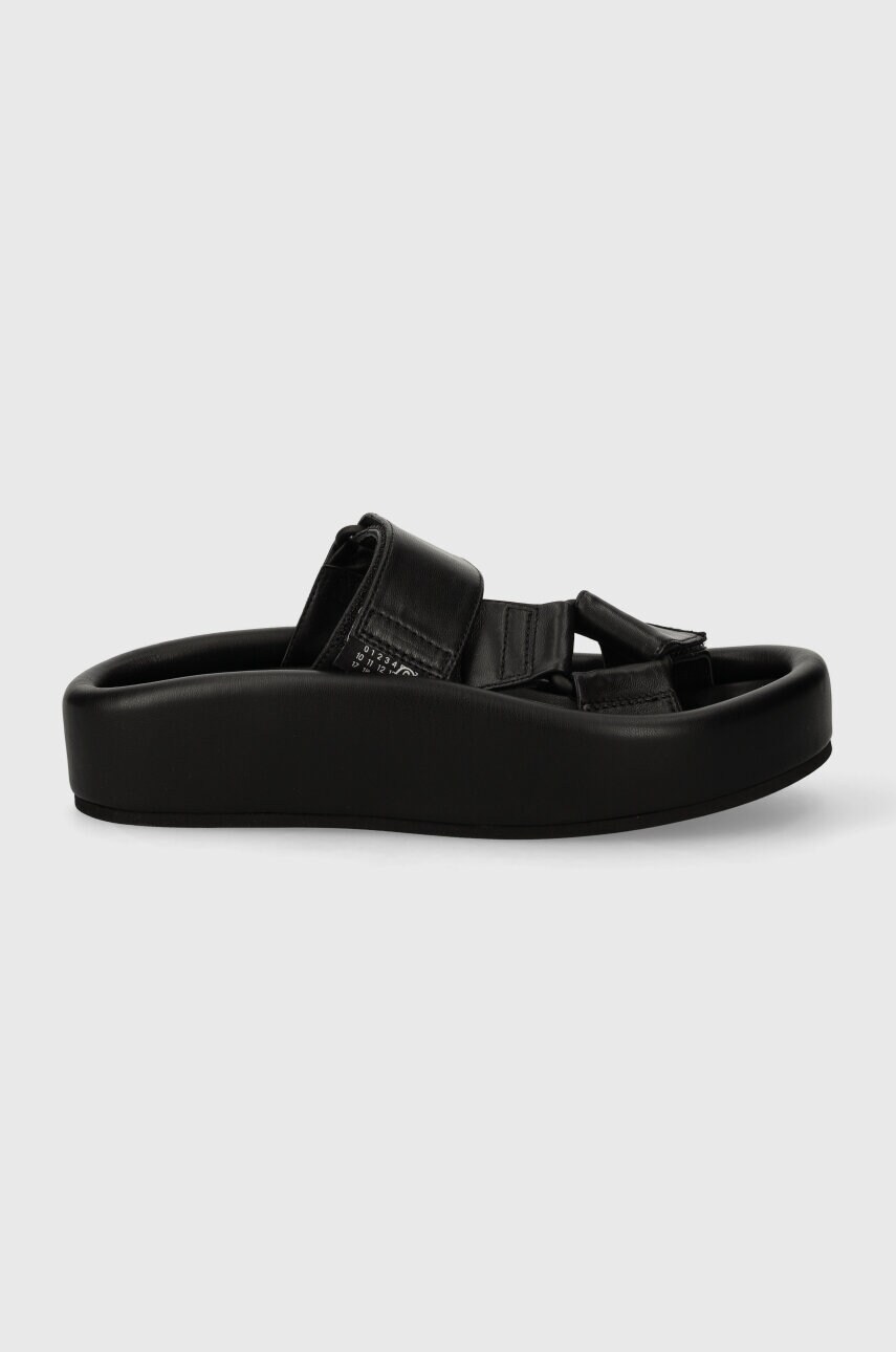 Шкіряні шльопанці MM6 Maison Margiela жіночі колір чорний S59WP0206