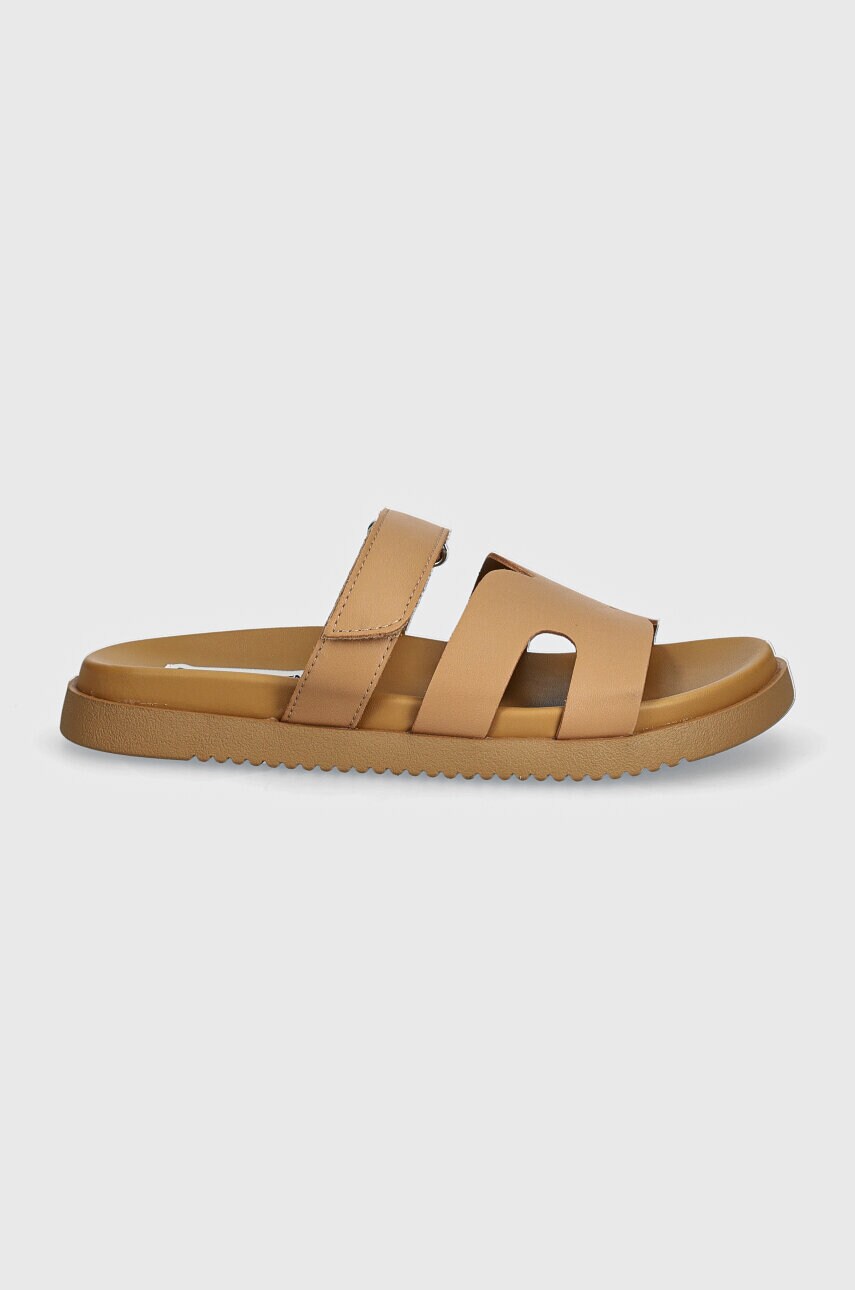 Шкіряні шльопанці Steve Madden жіночі колір коричневий