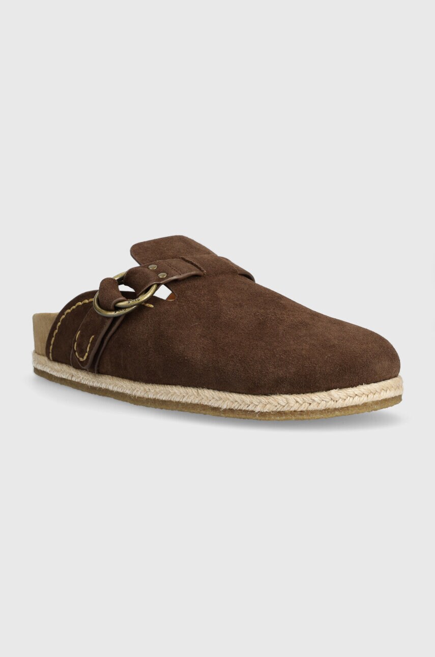 Замшеві шльопанці Polo Ralph Lauren Turbach Clog чоловічі колір коричневий 803931273001