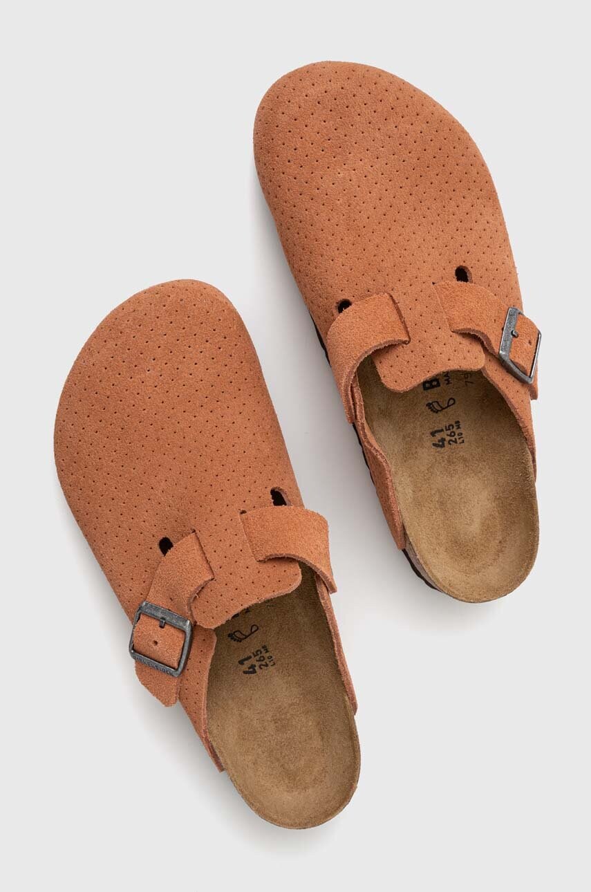 Замшеві шльопанці Birkenstock Boston чоловічі колір помаранчевий 1027100