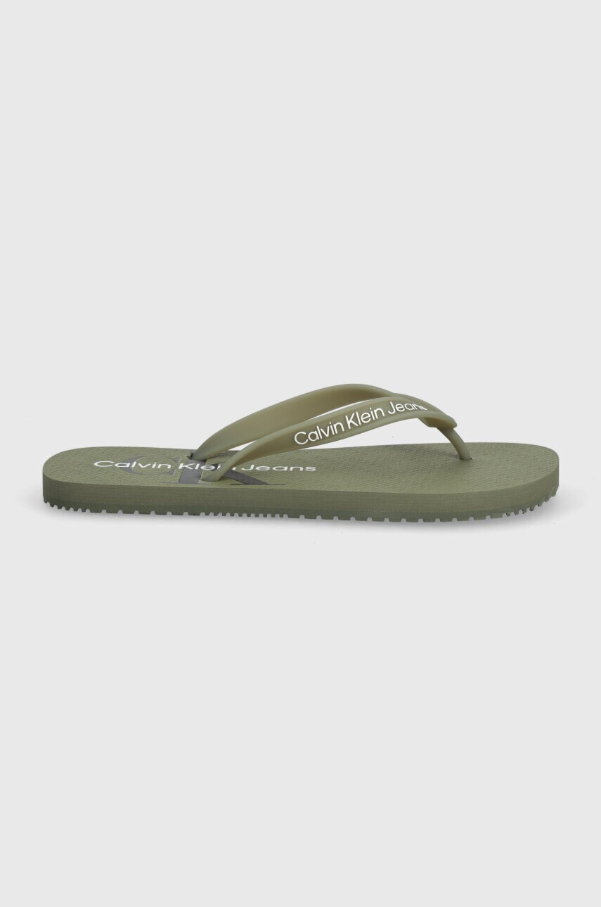 В'єтнамки Calvin Klein Jeans BEACH SANDAL GLOSSY чоловічі колір зелений YM0YM00952