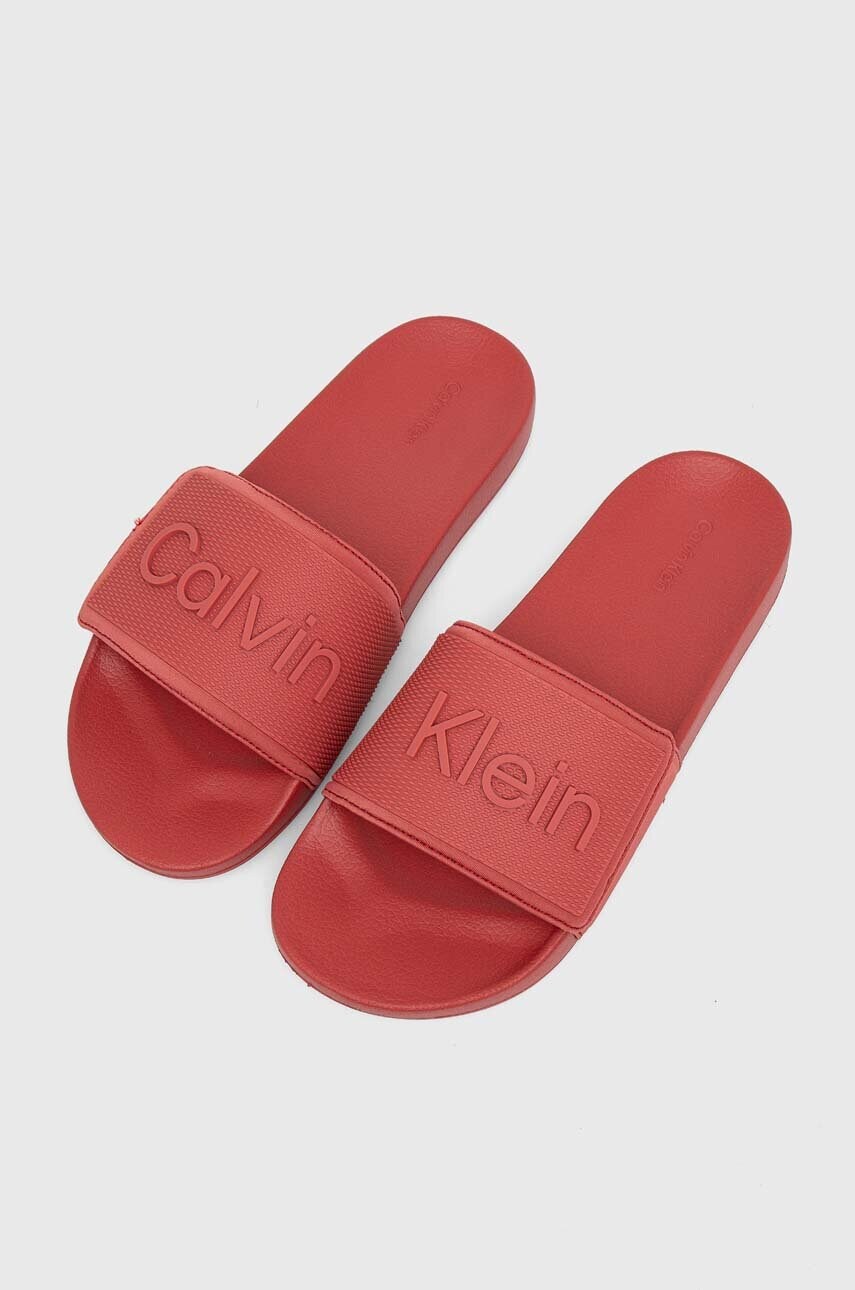 Шльопанці Calvin Klein ADJ POOL SLIDE TPU чоловічі колір червоний HM0HM01437