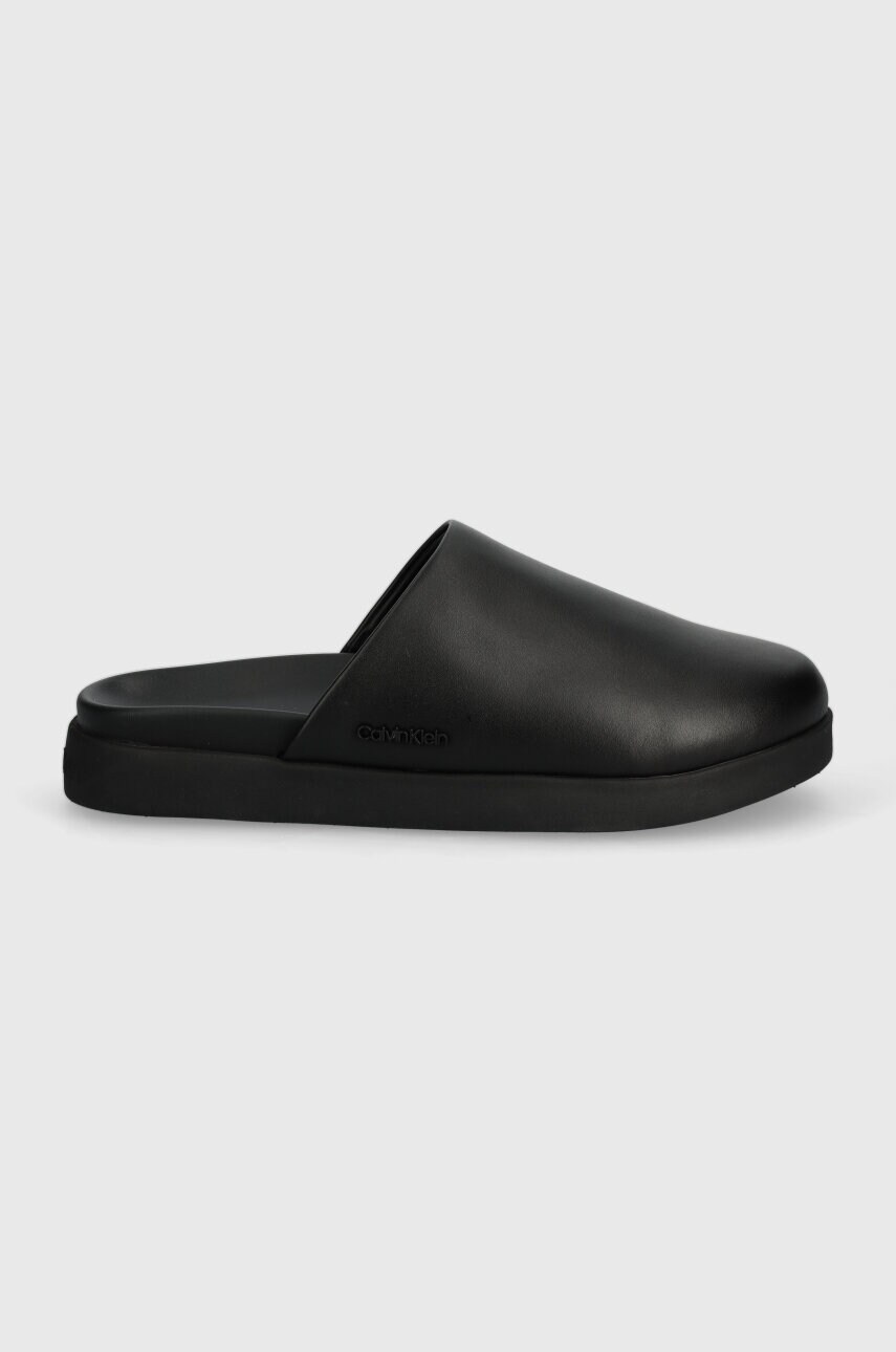 Шкіряні шльопанці Calvin Klein MULE чоловічі колір чорний HM0HM01407