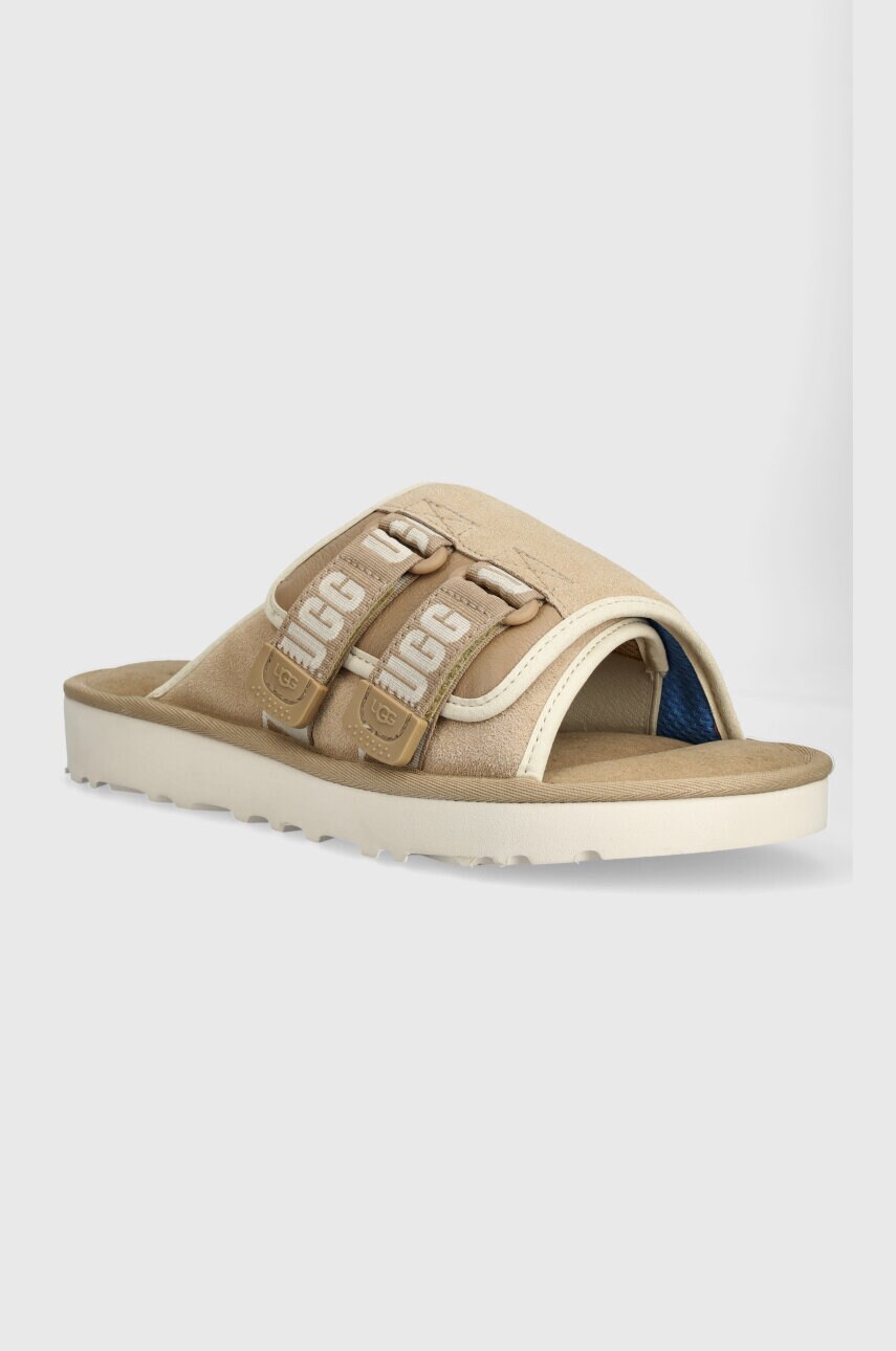 Замшеві шльопанці UGG Goldencoast Strap Slide чоловічі колір бежевий 1142730