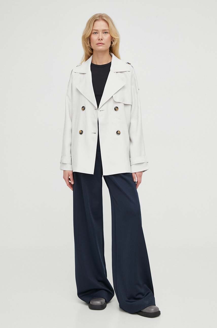 Пальто Bruuns Bazaar жіночий колір сірий перехідний oversize