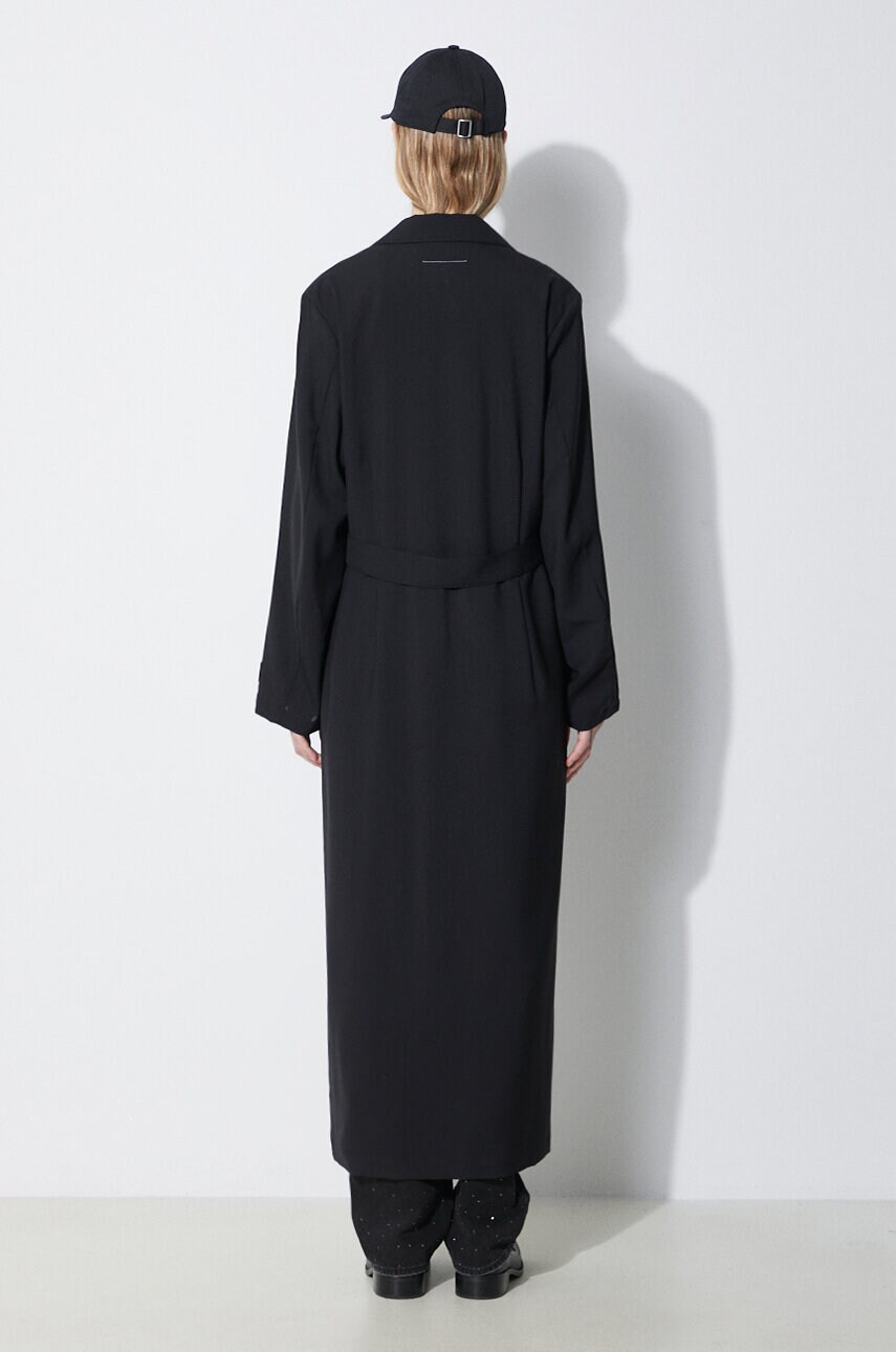 Вовняне пальто MM6 Maison Margiela колір чорний перехідне S62AA0081