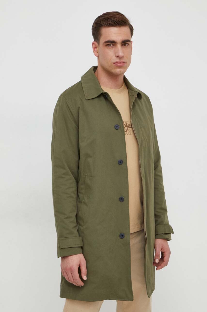 Тренч Pepe Jeans Valerio чоловічий колір зелений перехідний PM402875