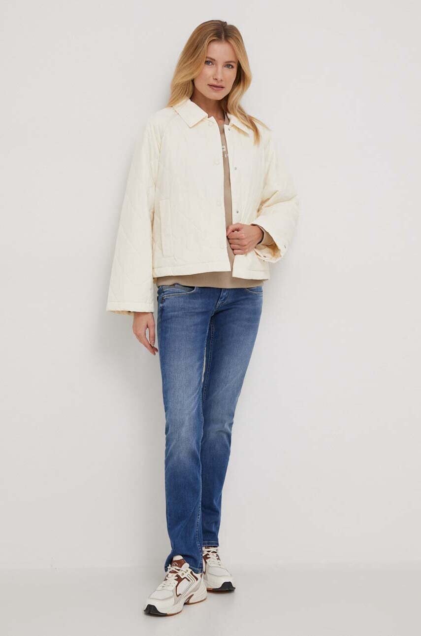 Куртка Tommy Hilfiger жіноча колір бежевий перехідна oversize