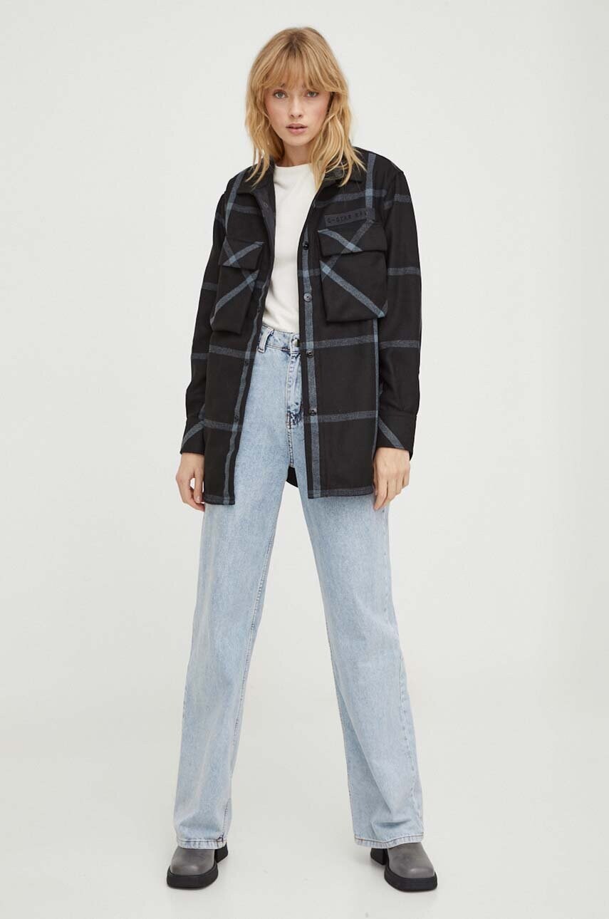 Куртка-сорочка G-Star Raw колір чорний перехідна oversize