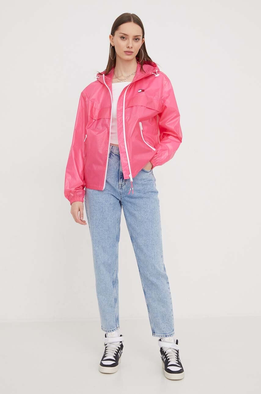 Куртка Tommy Jeans жіноча колір рожевий перехідна