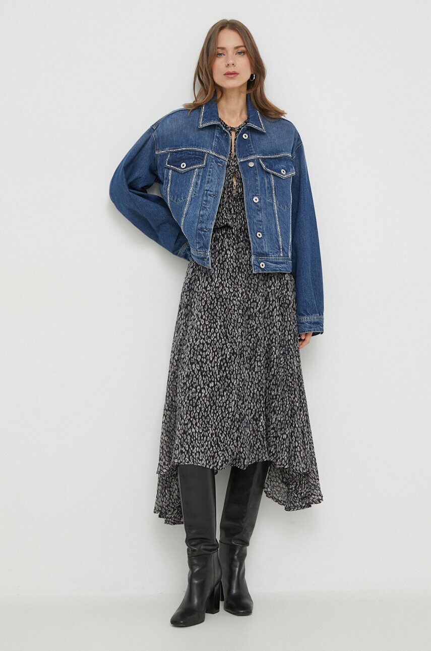 Джинсова куртка Pepe Jeans TURNER SPARKLE жіноча колір синій перехідна oversize PL402328