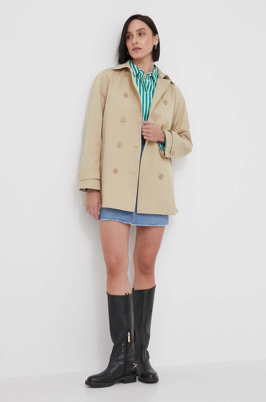 Тренч United Colors of Benetton жіночий колір бежевий перехідний oversize