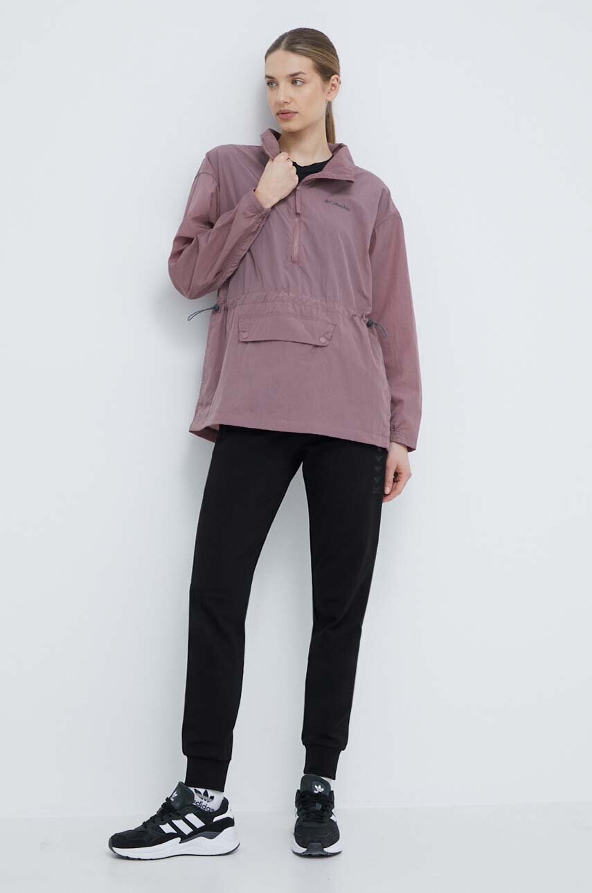 Куртка Columbia жіноча колір рожевий перехідна oversize