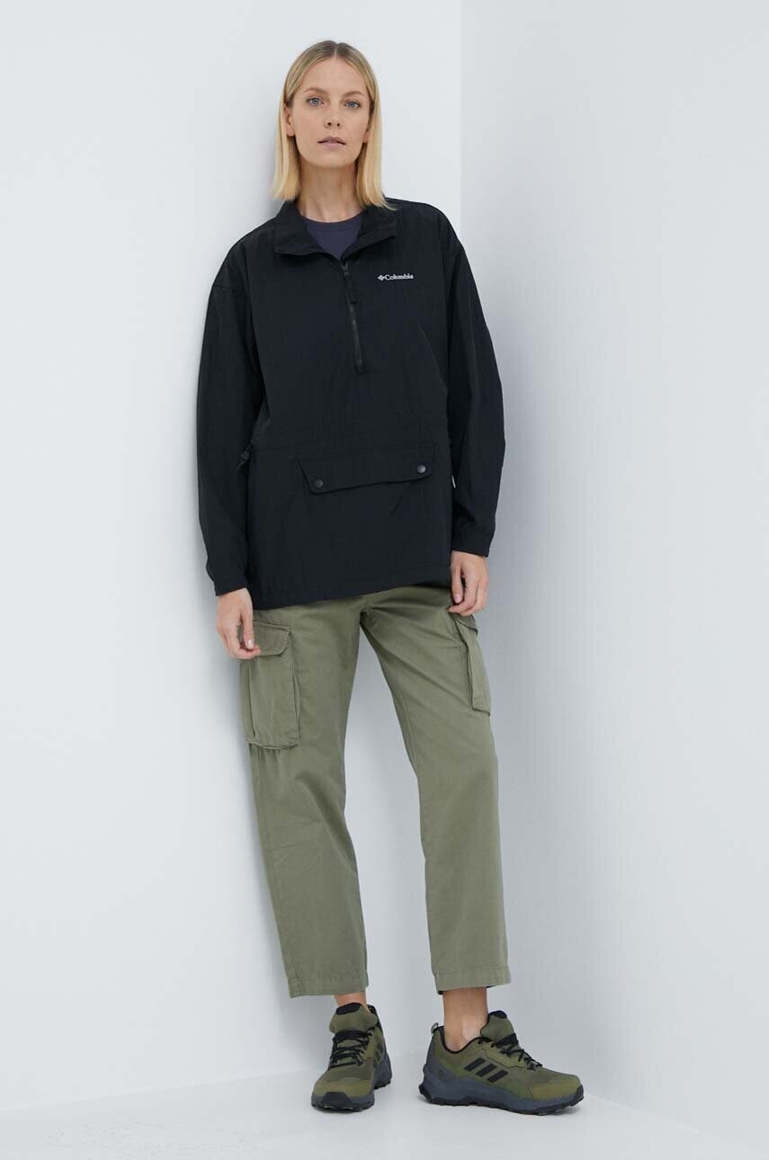 Куртка Columbia жіноча колір чорний перехідна oversize
