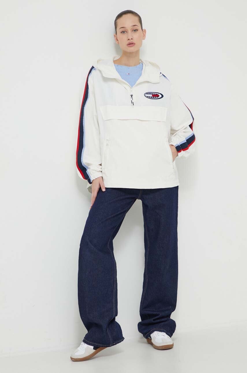 Куртка Tommy Jeans жіноча колір бежевий перехідна oversize