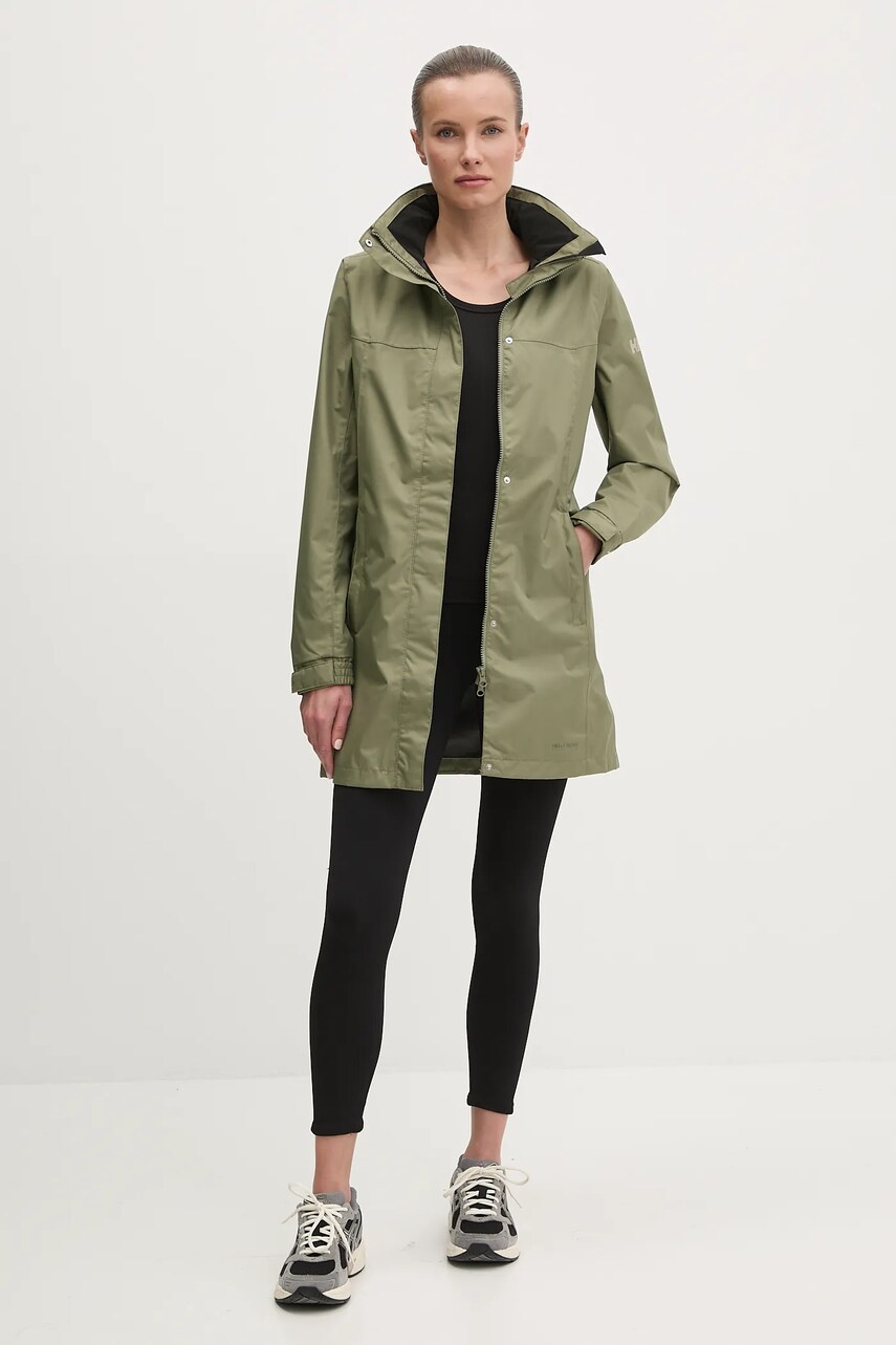 Дощовик Helly Hansen жіноча колір зелений перехідна 62648