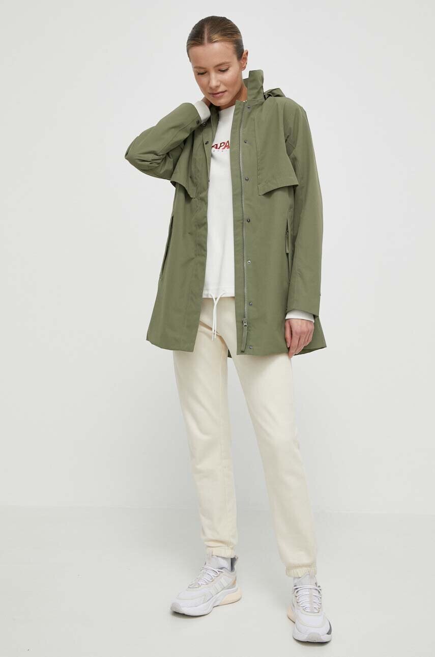 Дощовик Helly Hansen жіноча колір зелений перехідна 54090