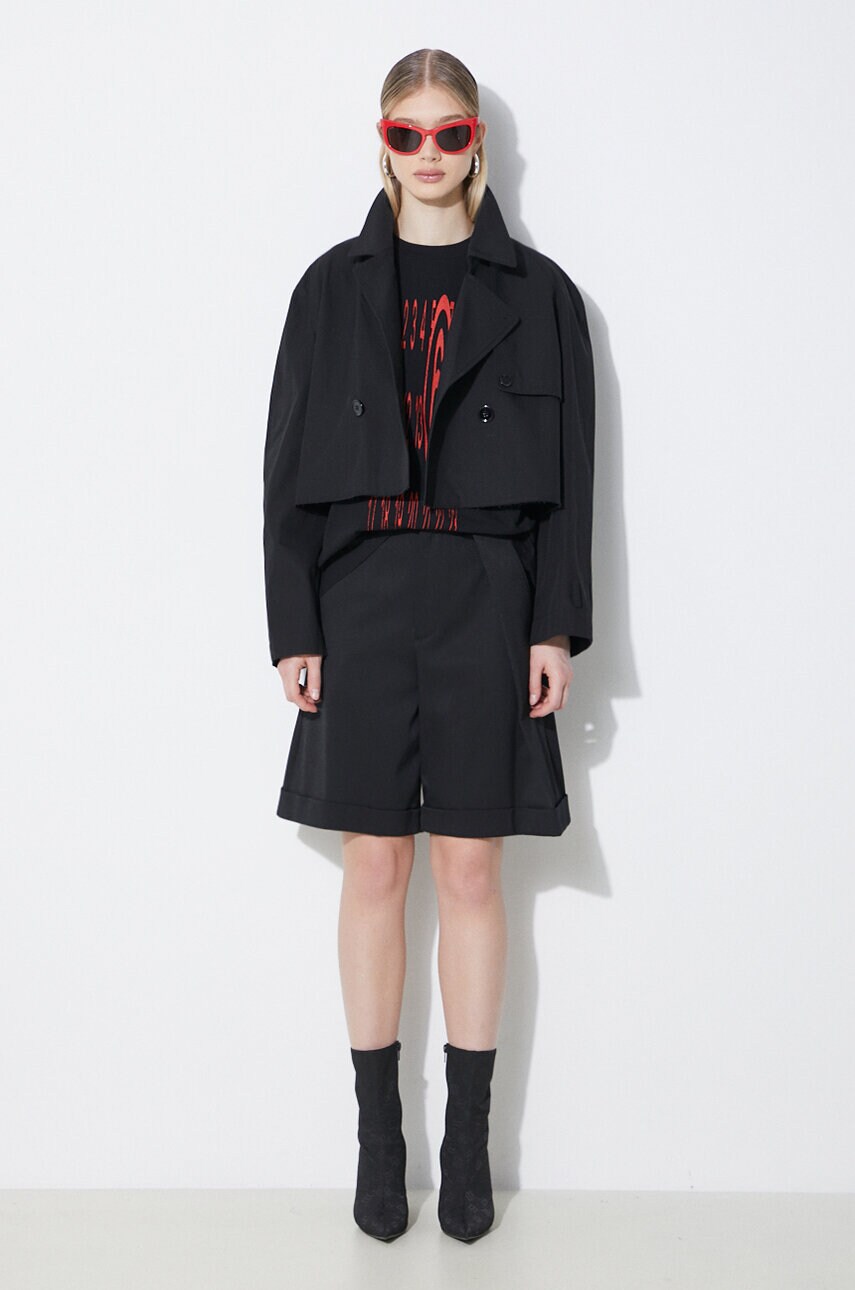 Бавовняна куртка MM6 Maison Margiela колір чорний перехідна S62AN0126