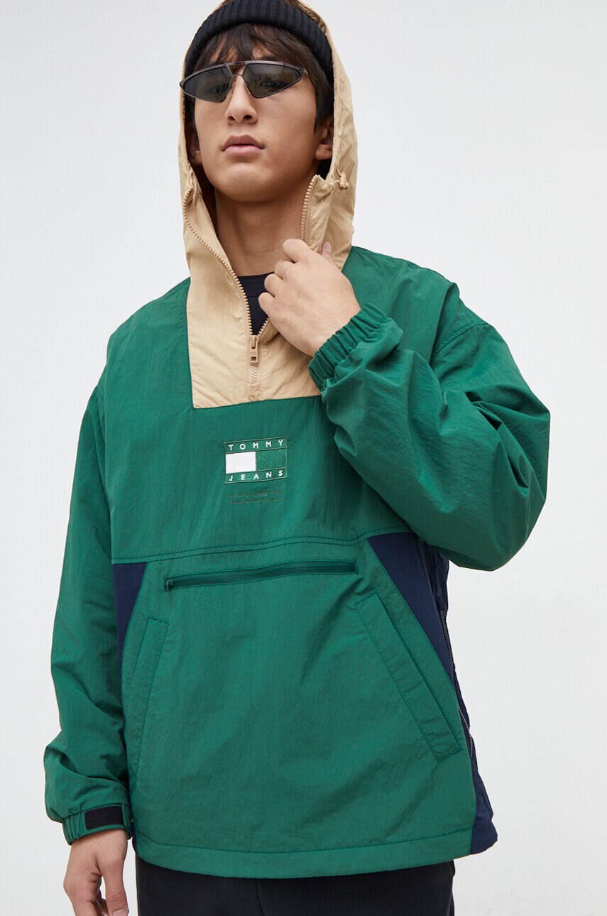 Куртка Tommy Jeans чоловіча колір зелений перехідна oversize