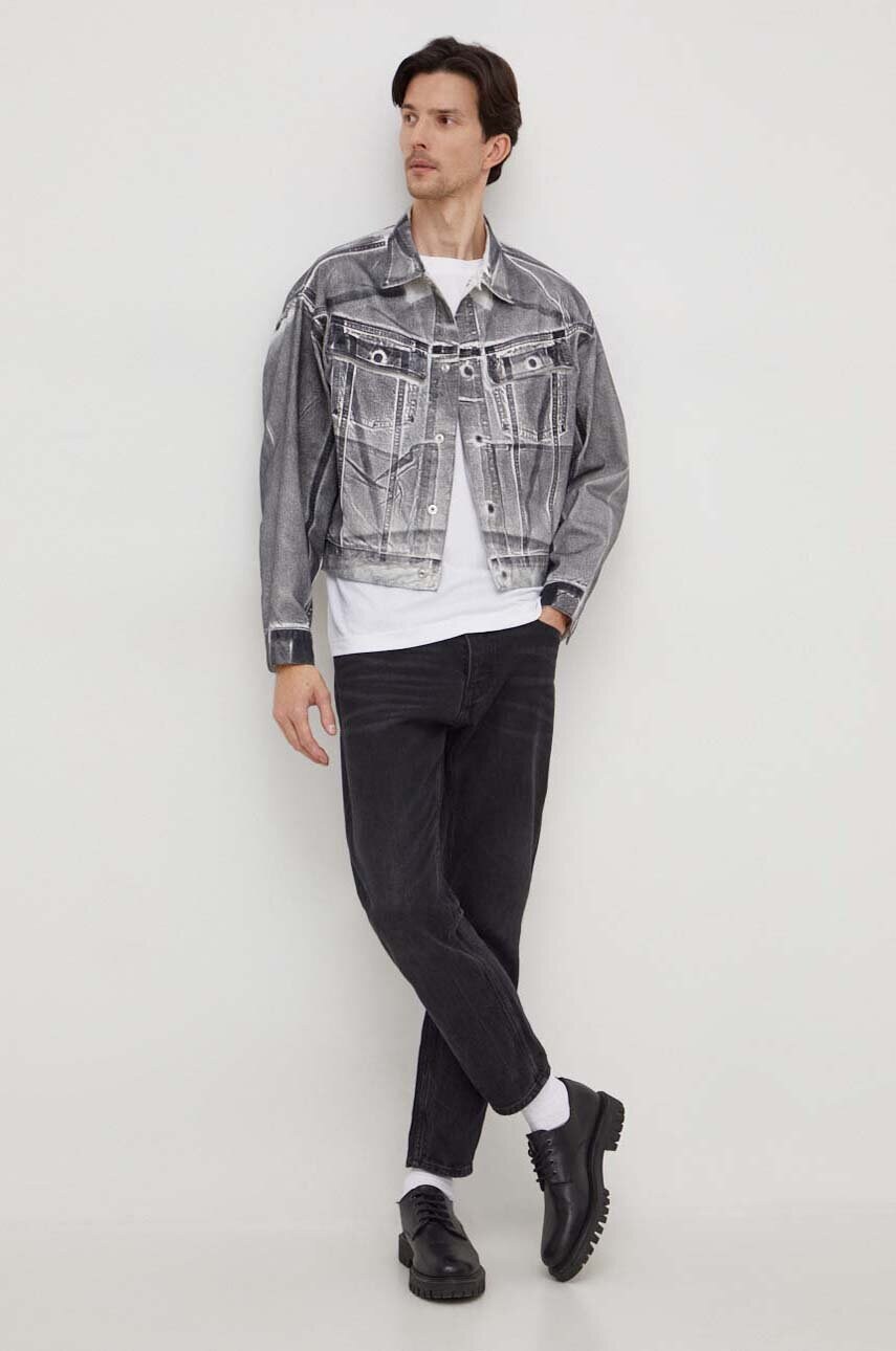 Джинсова куртка Calvin Klein Jeans чоловіча колір сірий перехідна oversize