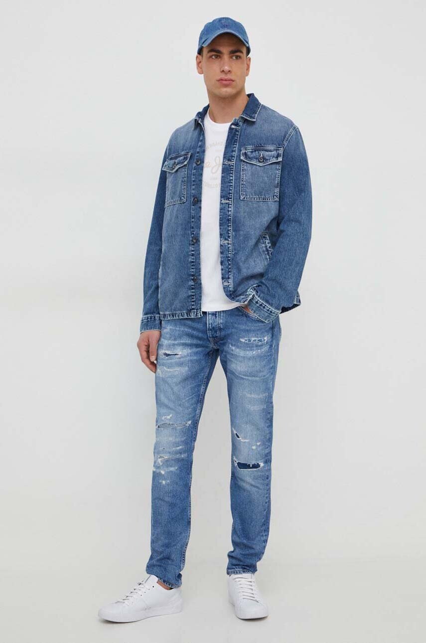 Джинсова куртка Pepe Jeans Luka Stencil чоловіча перехідна PM402886