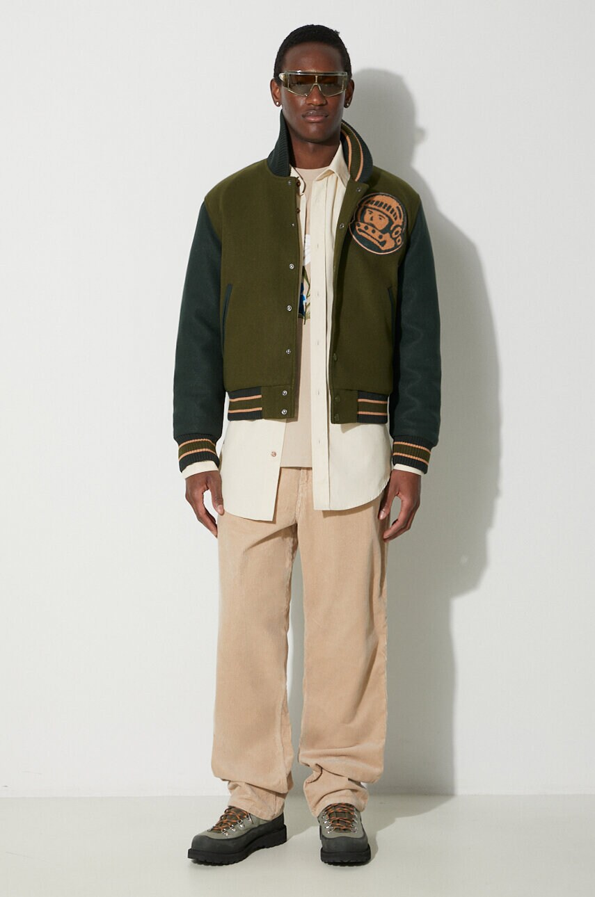 Куртка-бомбер Billionaire Boys Club Astro Varsity чоловіча колір зелений перехідна oversize B23402