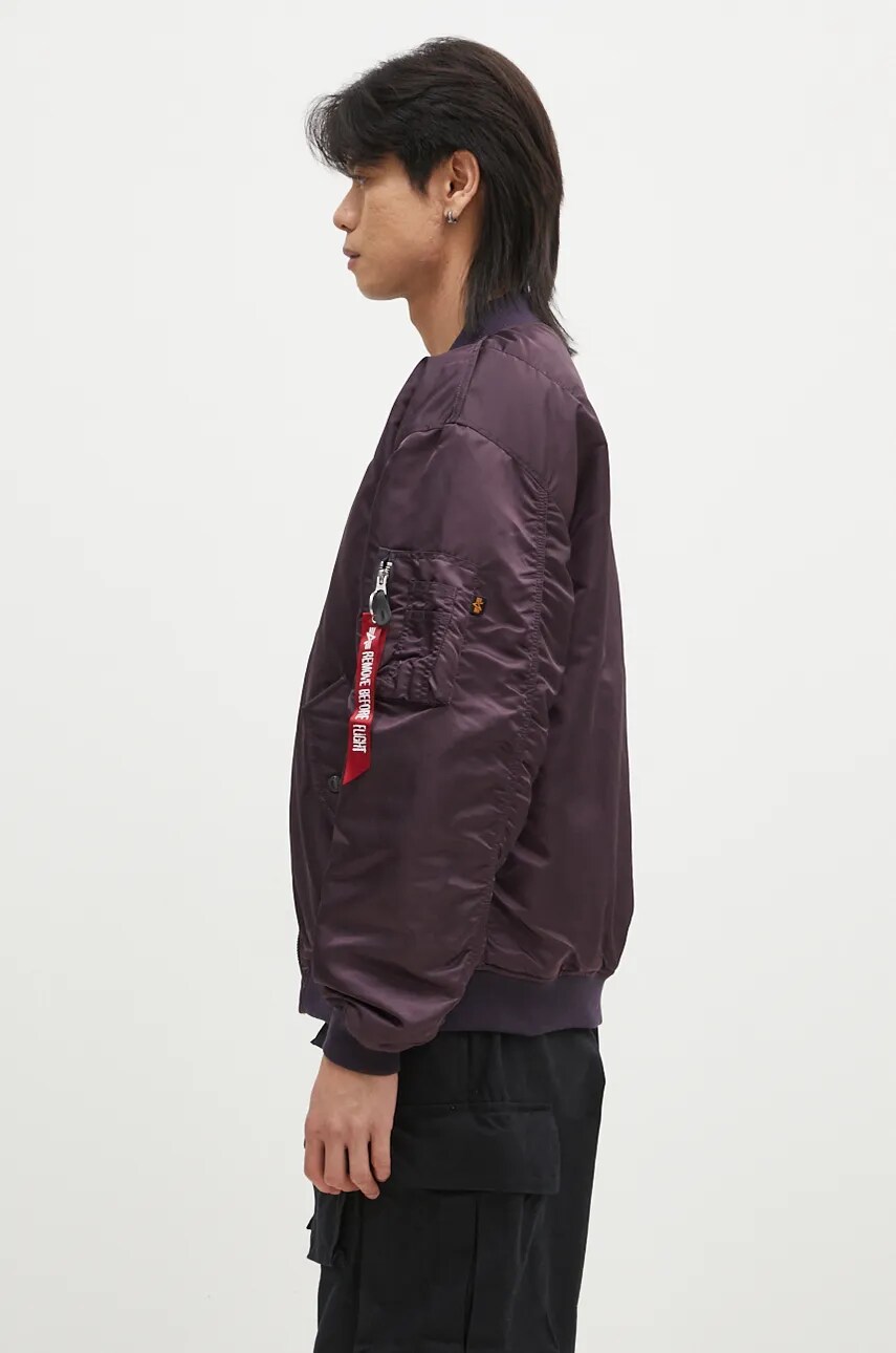 Куртка-бомбер Alpha Industries MA-1 CS чоловіча колір фіолетовий перехідна oversize 136136