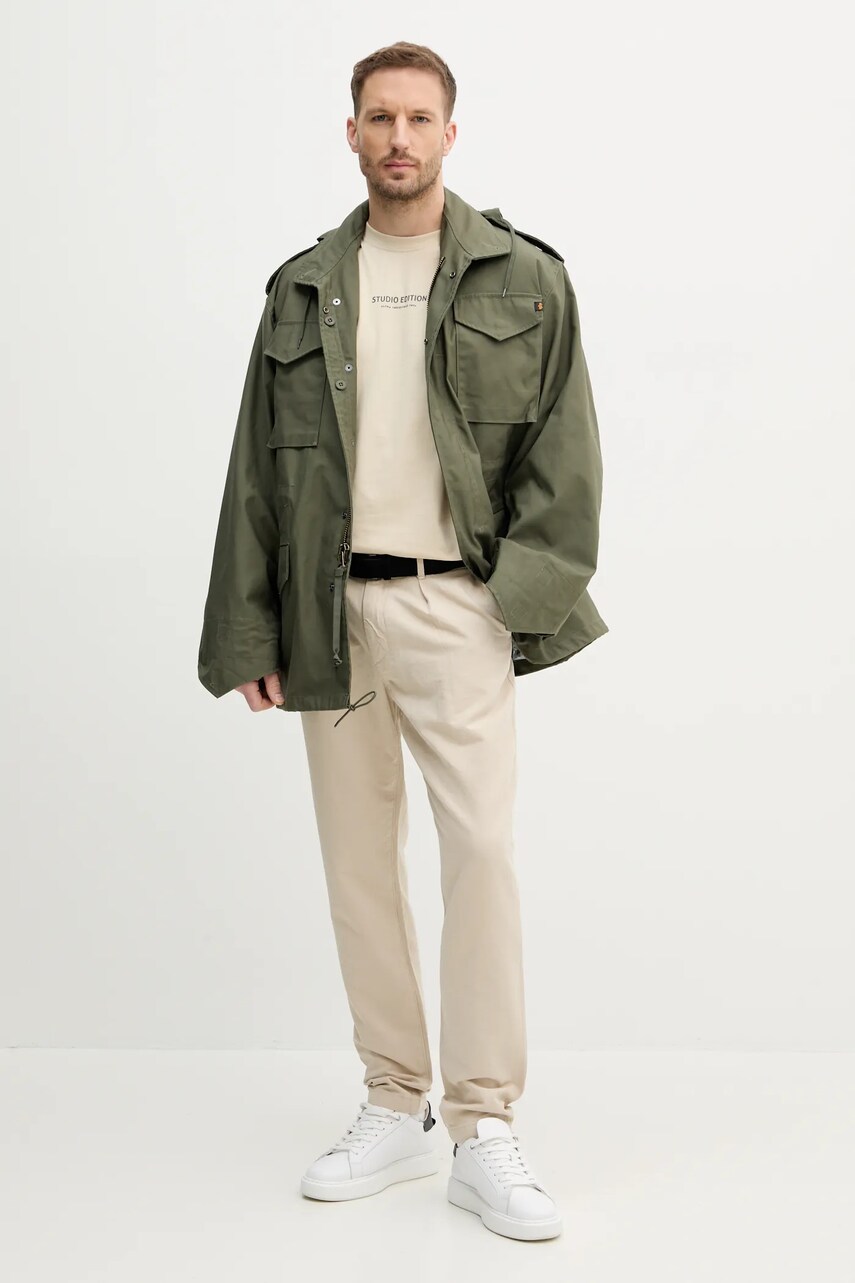 Куртка Alpha Industries M-65 чоловіча колір зелений перехідна oversize 100103