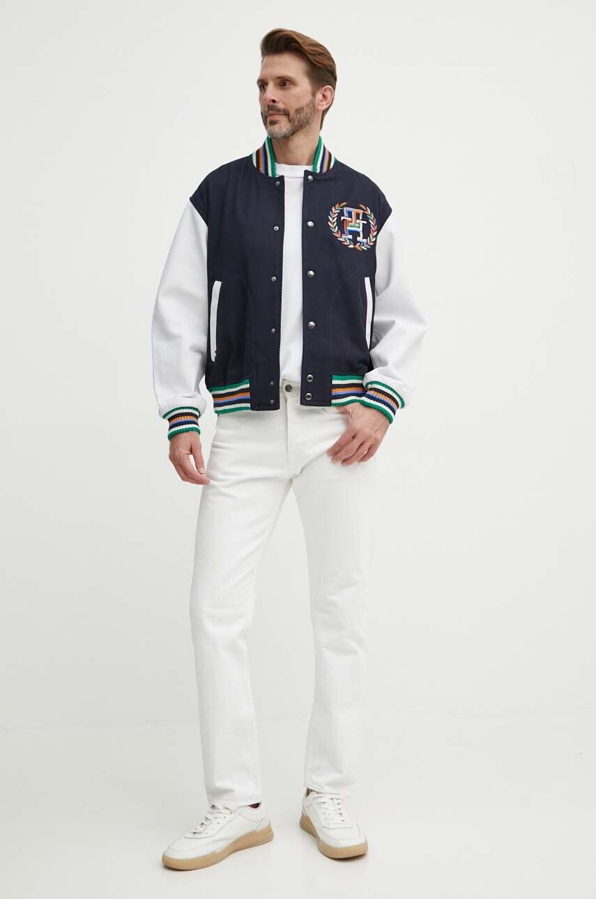 Куртка-бомбер Tommy Hilfiger чоловічий колір синій перехідна oversize MW0MW34475
