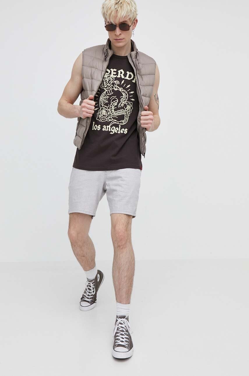 Безрукавка Superdry чоловічий колір бежевий зимовий