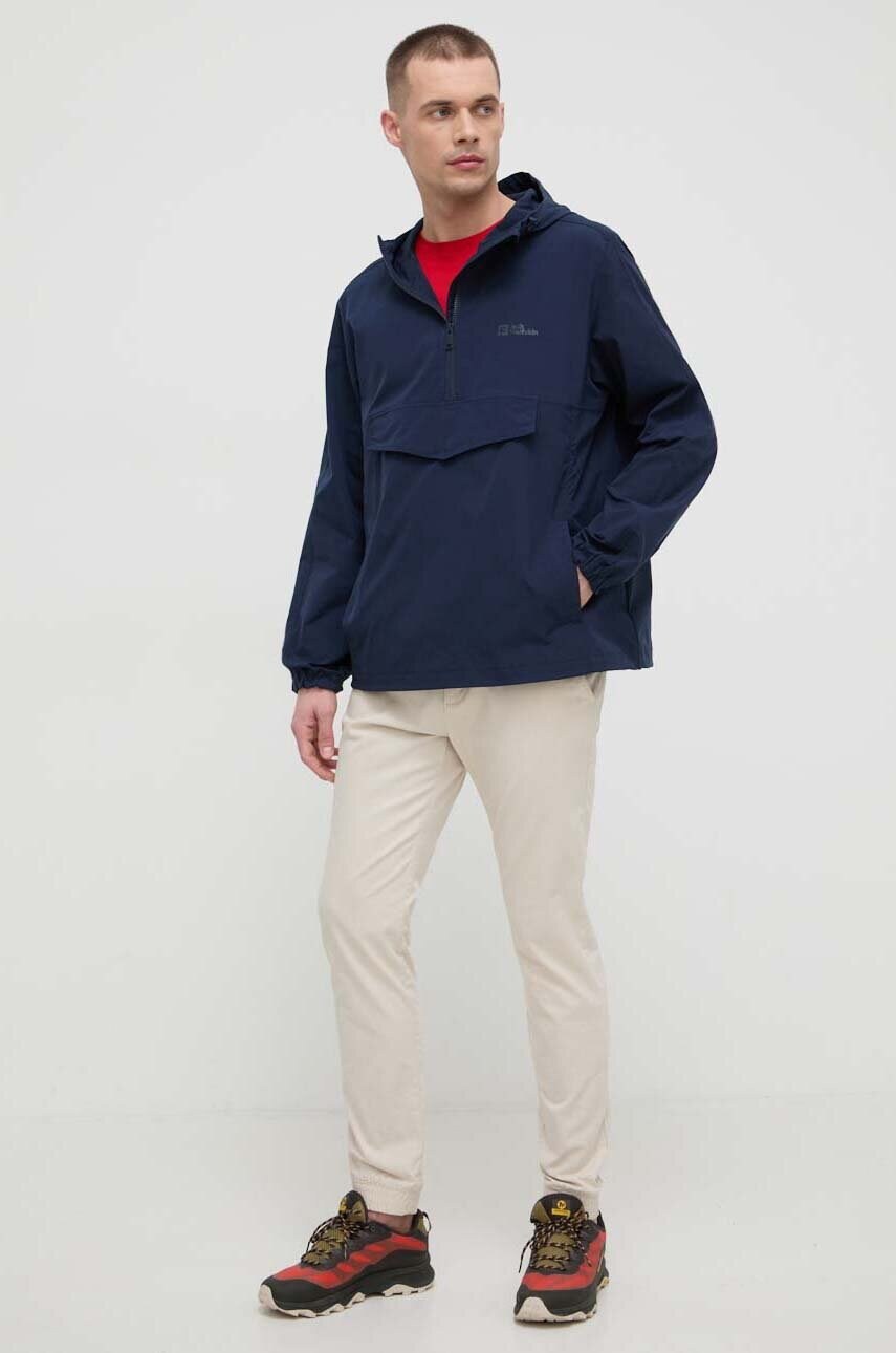 Купити Дощовик Jack Wolfskin Desert Wind Overhead чоловіча колір синій – головне зображення