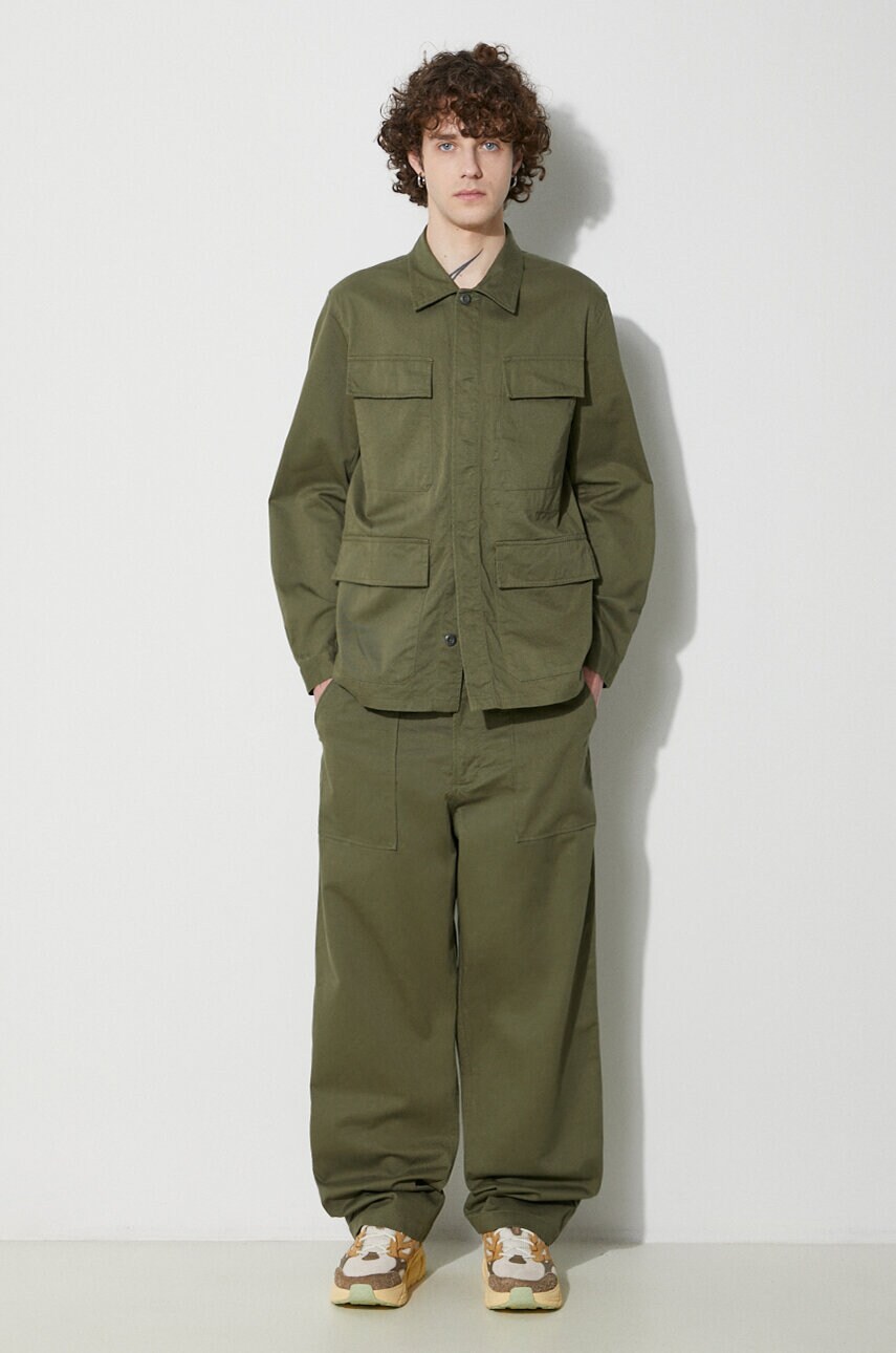 Куртка Universal Works Mw Fatigue Jacket чоловіча колір зелений regular класичний комір 166.LIGHT.OLIVE