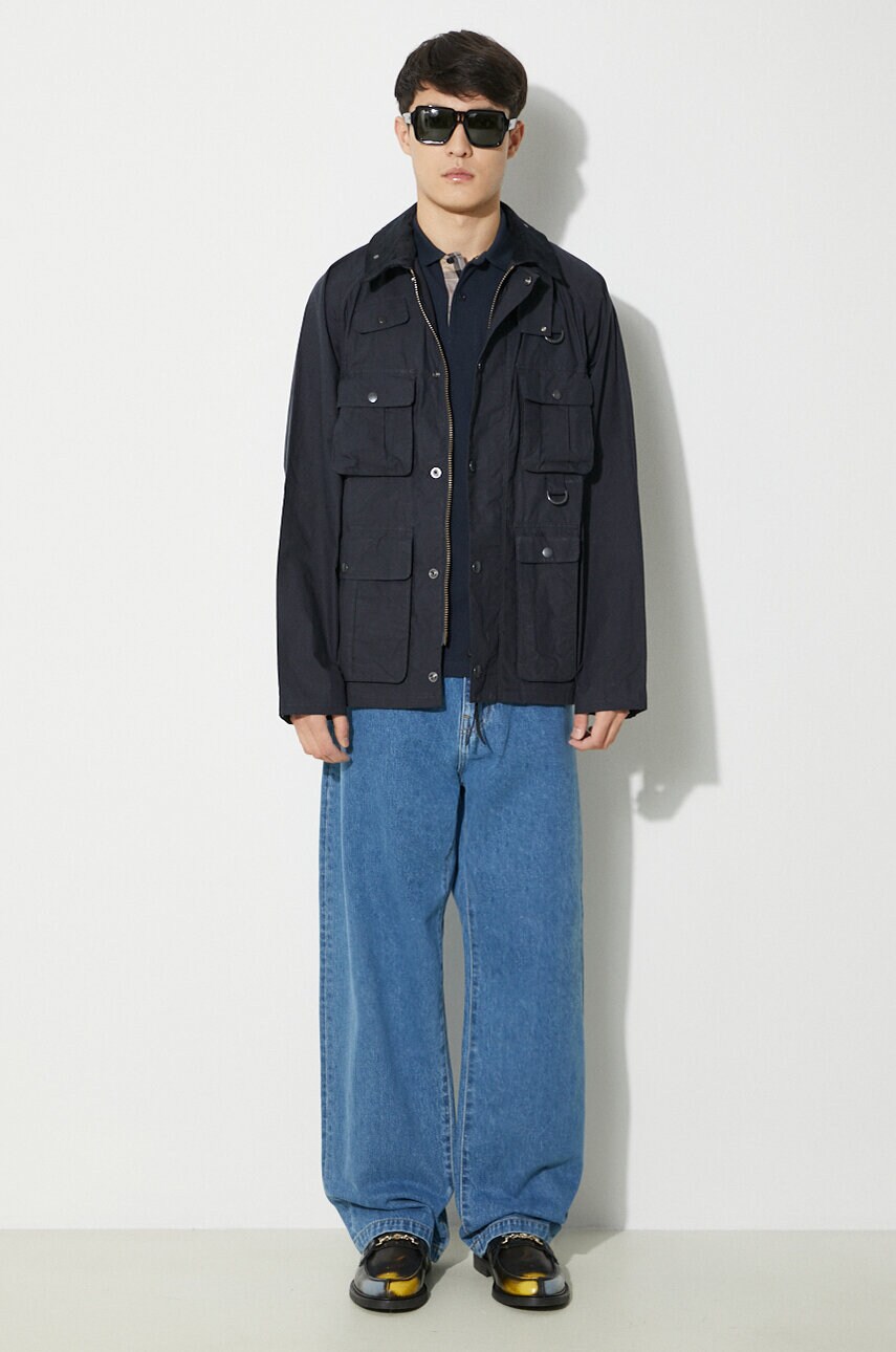 Бавовняна куртка Barbour Modified Transport Casual колір синій перехідна MCA0966
