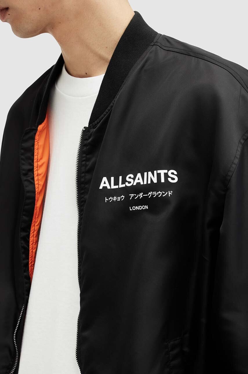 Куртка-бомбер AllSaints UNDERGROUND BOMBER чоловічий колір чорний перехідна MJ561Z