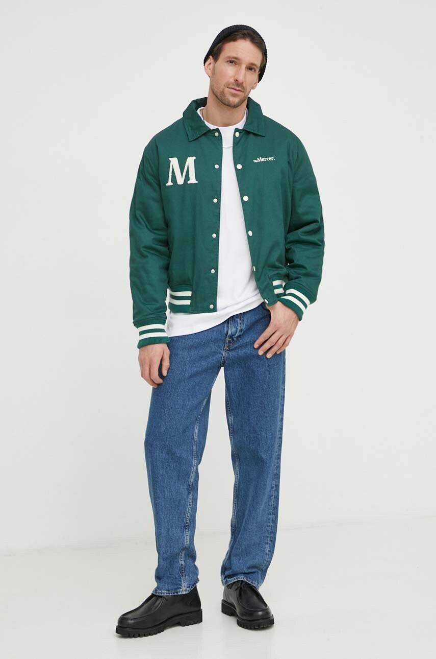 Бавовняна куртка The Mercer Brand колір зелений перехідна