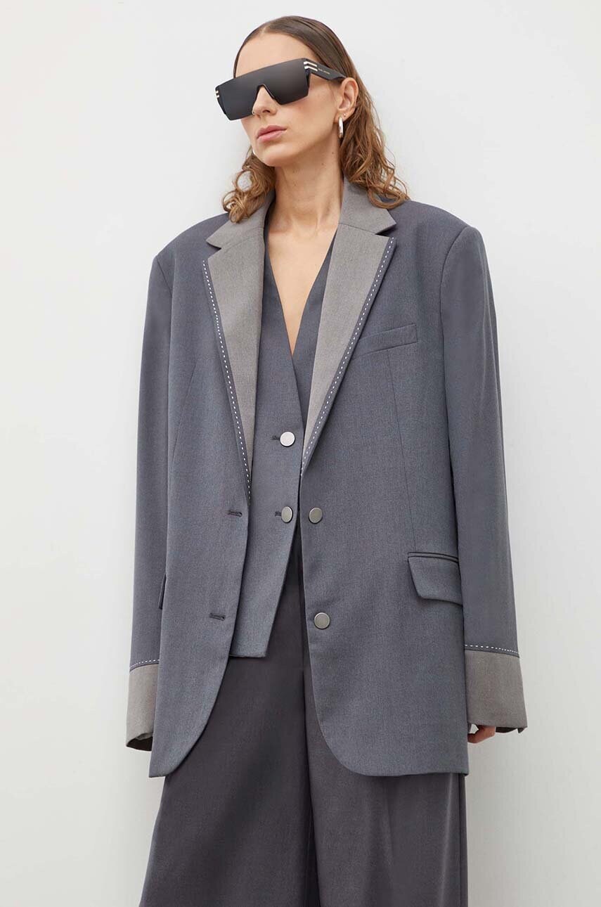 Піджак Remain колір сірий oversize однотонна