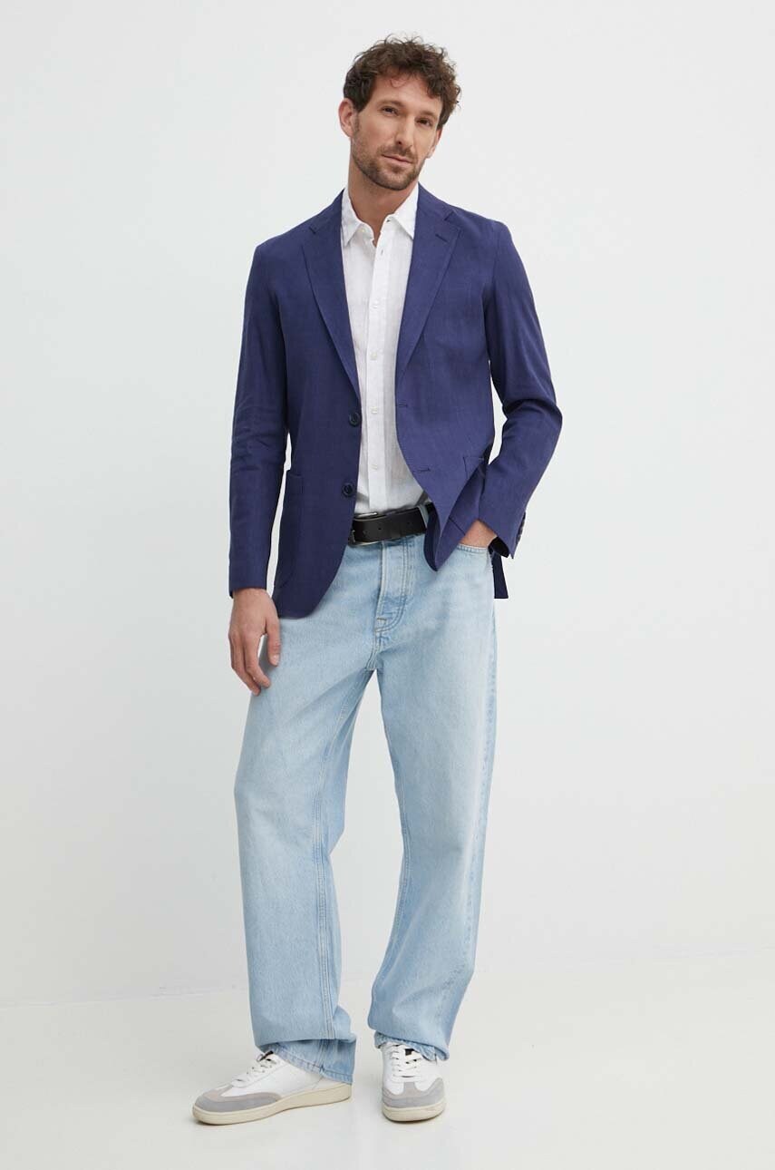 Льняний жакет Tommy Hilfiger колір синій MW0MW35214