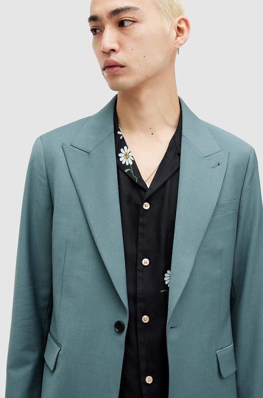 Піджак з вовною AllSaints MOAD BLAZER колір бірюзовий MJ553Z