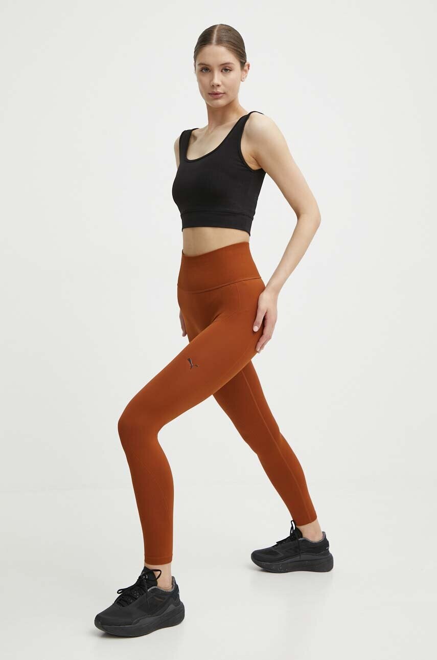 Легінси для тренувань Puma Shapeluxe Seamless колір коричневий однотонні 524360