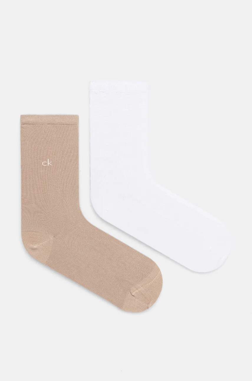Шкарпетки Calvin Klein 2-pack жіночі колір бежевий 701230656