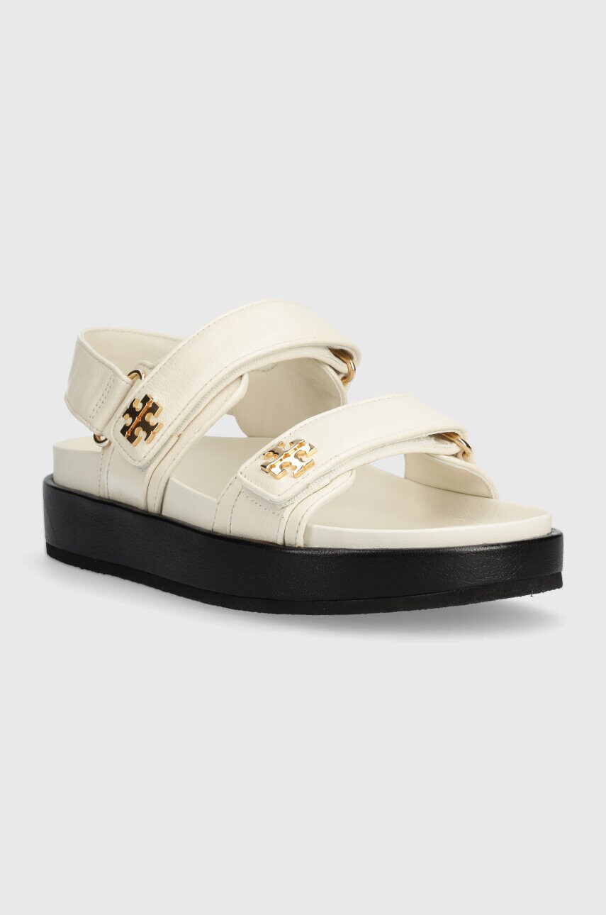 Шкіряні сандалі Tory Burch Kira Sport Sandal жіночі колір бежевий на платформі 144328.104