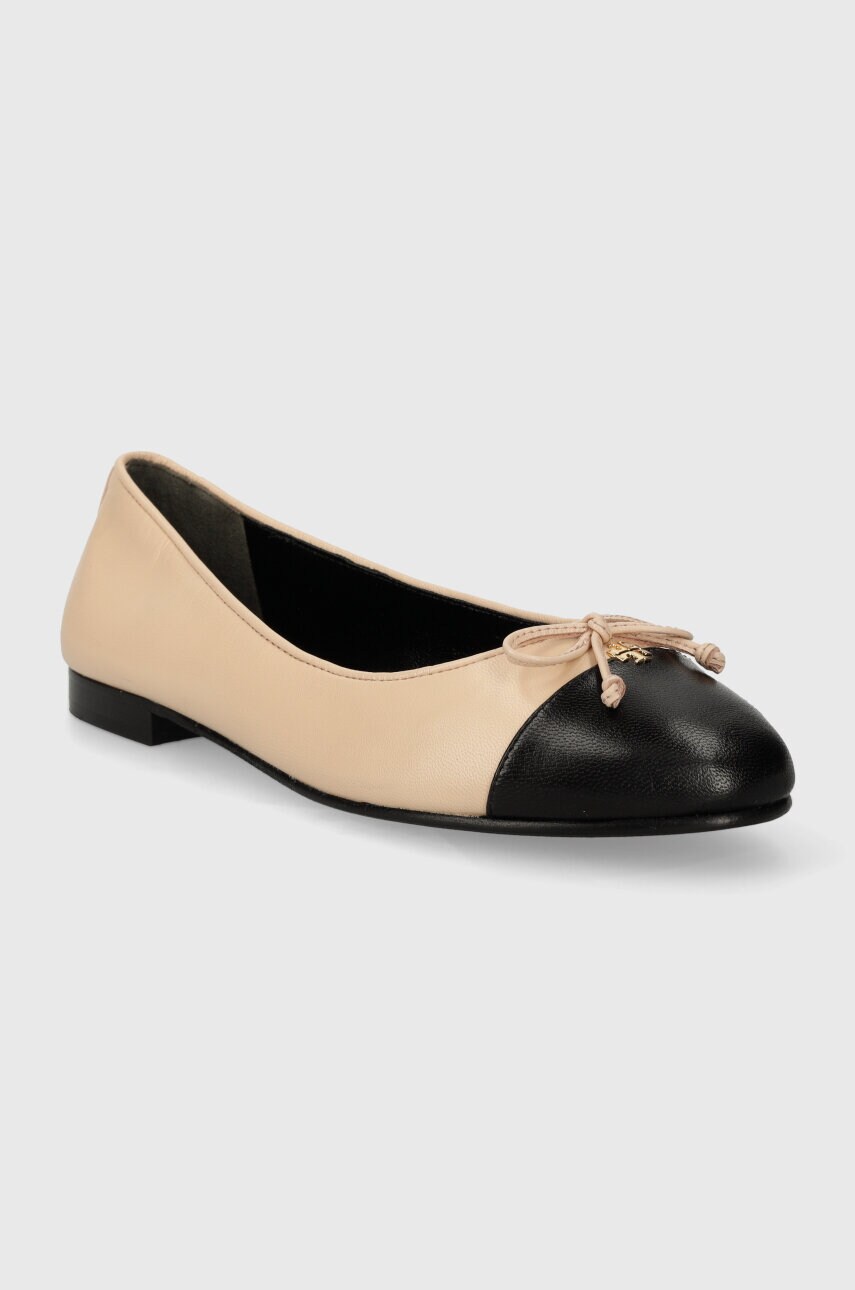 Шкіряні балетки Tory Burch Cap-Toe Ballet колір бежевий  154512.650