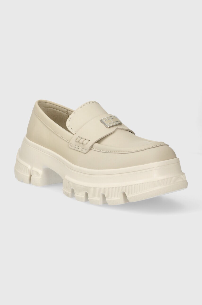 Мокасини Tommy Jeans TJW CHUNKY LOAFER жіночі колір бежевий на платформі EN0EN02504