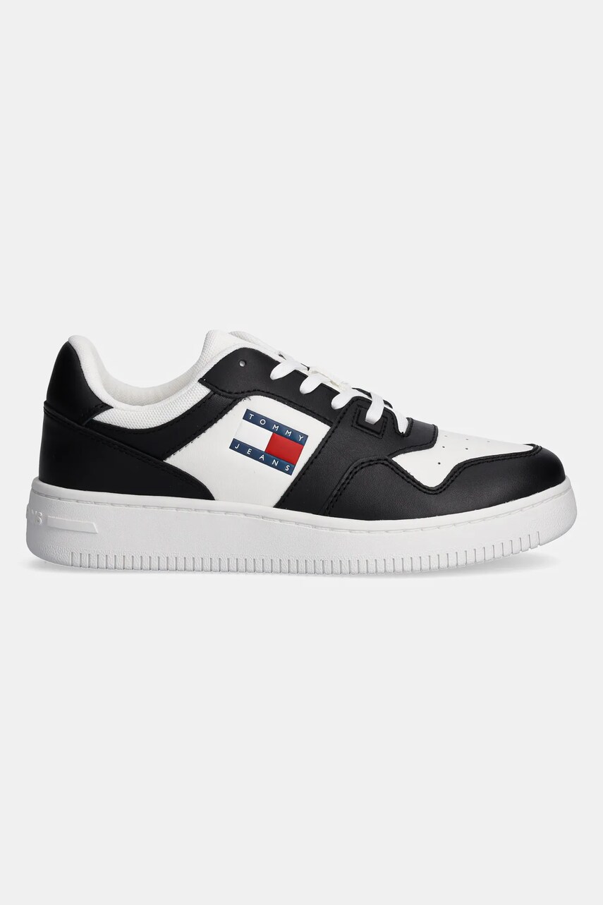 Шкіряні кросівки Tommy Jeans TJW RETRO BASKET ESS колір чорний EN0EN02505
