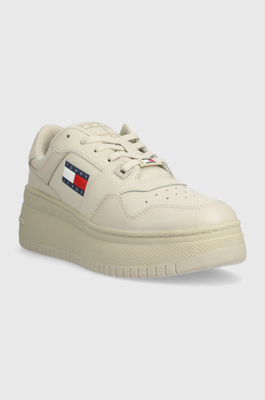 Кросівки Tommy Jeans TJW RETRO BASKET FLATFORM ESS колір бежевий EN0EN02506