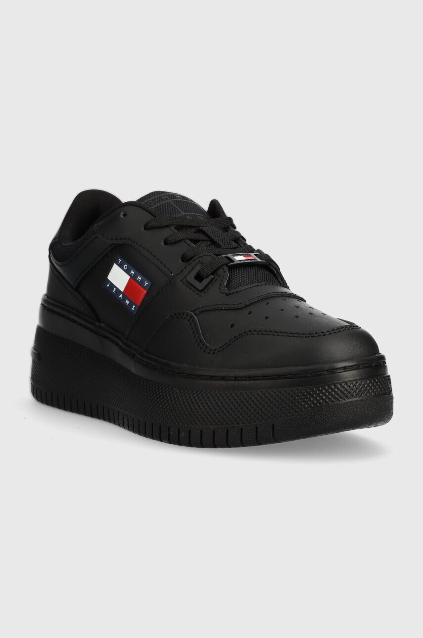 Кросівки Tommy Jeans TJW RETRO BASKET FLATFORM ESS колір чорний EN0EN02506