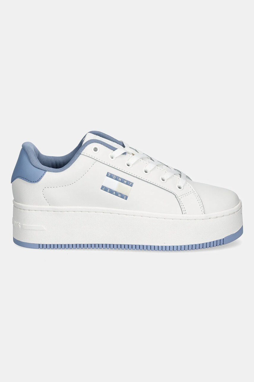Шкіряні кросівки Tommy Jeans TJW FLATFORM ESS колір білий EN0EN02518