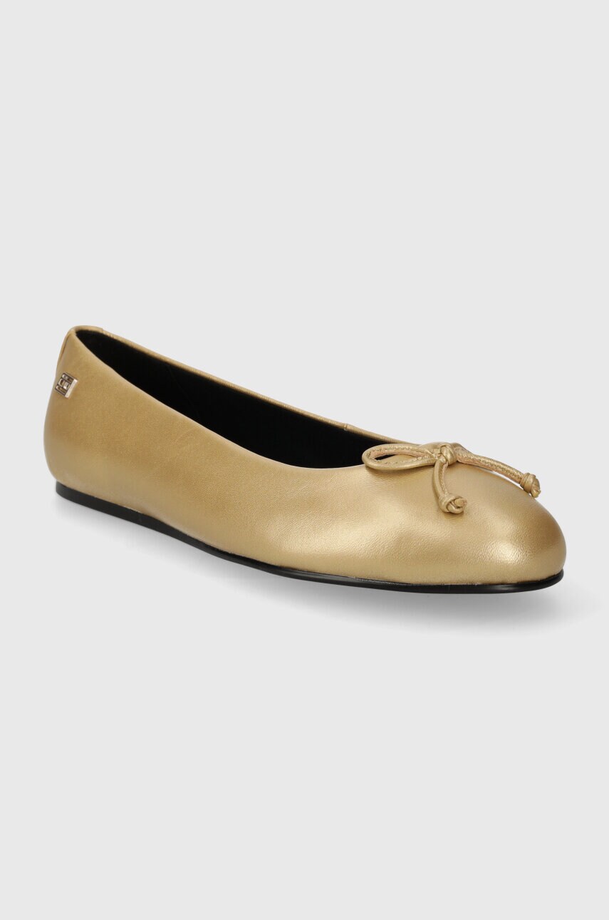 Шкіряні балетки Tommy Hilfiger ESSENTIAL GOLDEN BALLERINA колір золотий  FW0FW07865